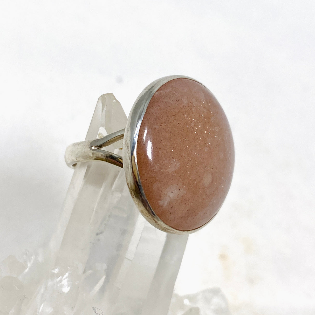 Peach Moonstone Round Ring Size 10 KRGJ2173