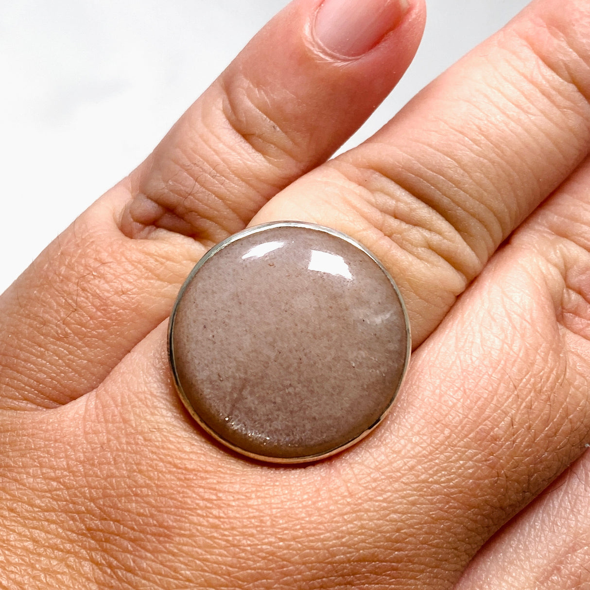 Peach Moonstone Round Ring Size 10 KRGJ2173