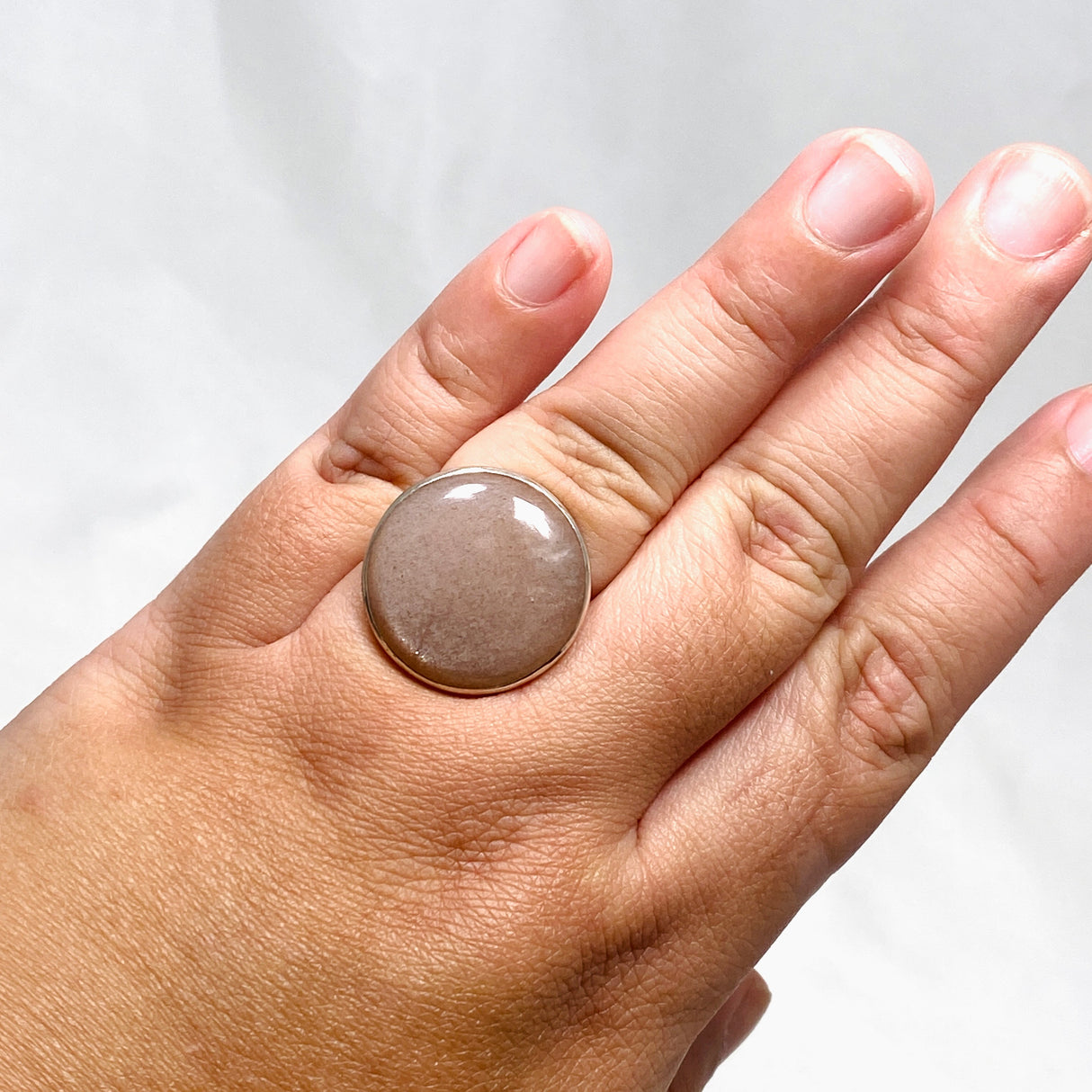 Peach Moonstone Round Ring Size 10 KRGJ2173