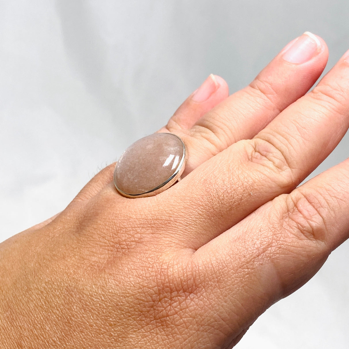 Peach Moonstone Round Ring Size 10 KRGJ2173