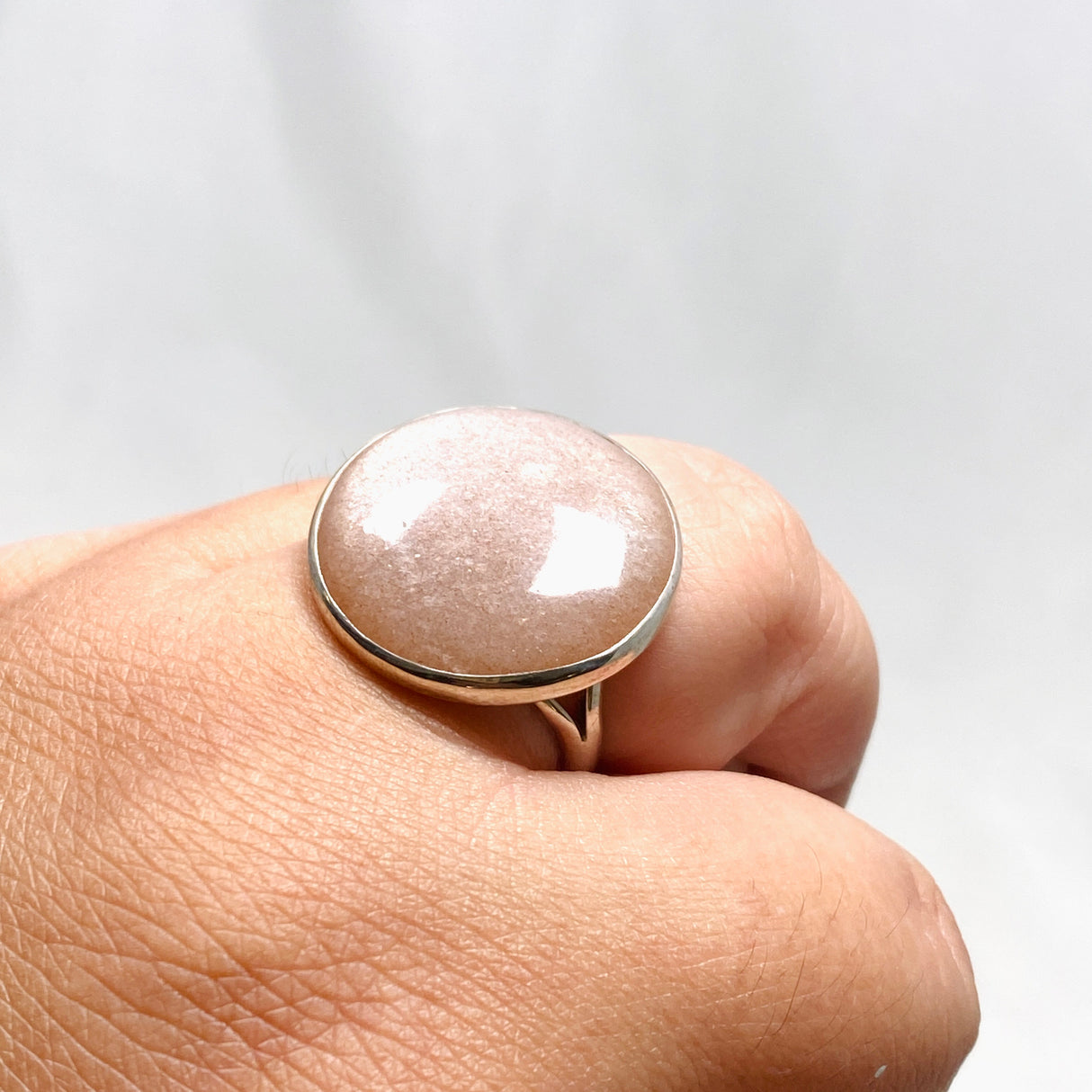 Peach Moonstone Round Ring Size 10 KRGJ2173