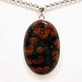 Peanut Obsidian (Perlite) Oval Cabochon Pendant in a Hammered Setting KPGJ4769