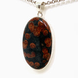 Peanut Obsidian (Perlite) Oval Cabochon Pendant in a Hammered Setting KPGJ4769