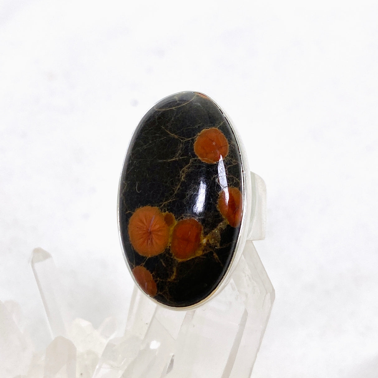 Peanut Obsidian (Perlite) Oval Cabochon Ring Size 8 KRGJ3347