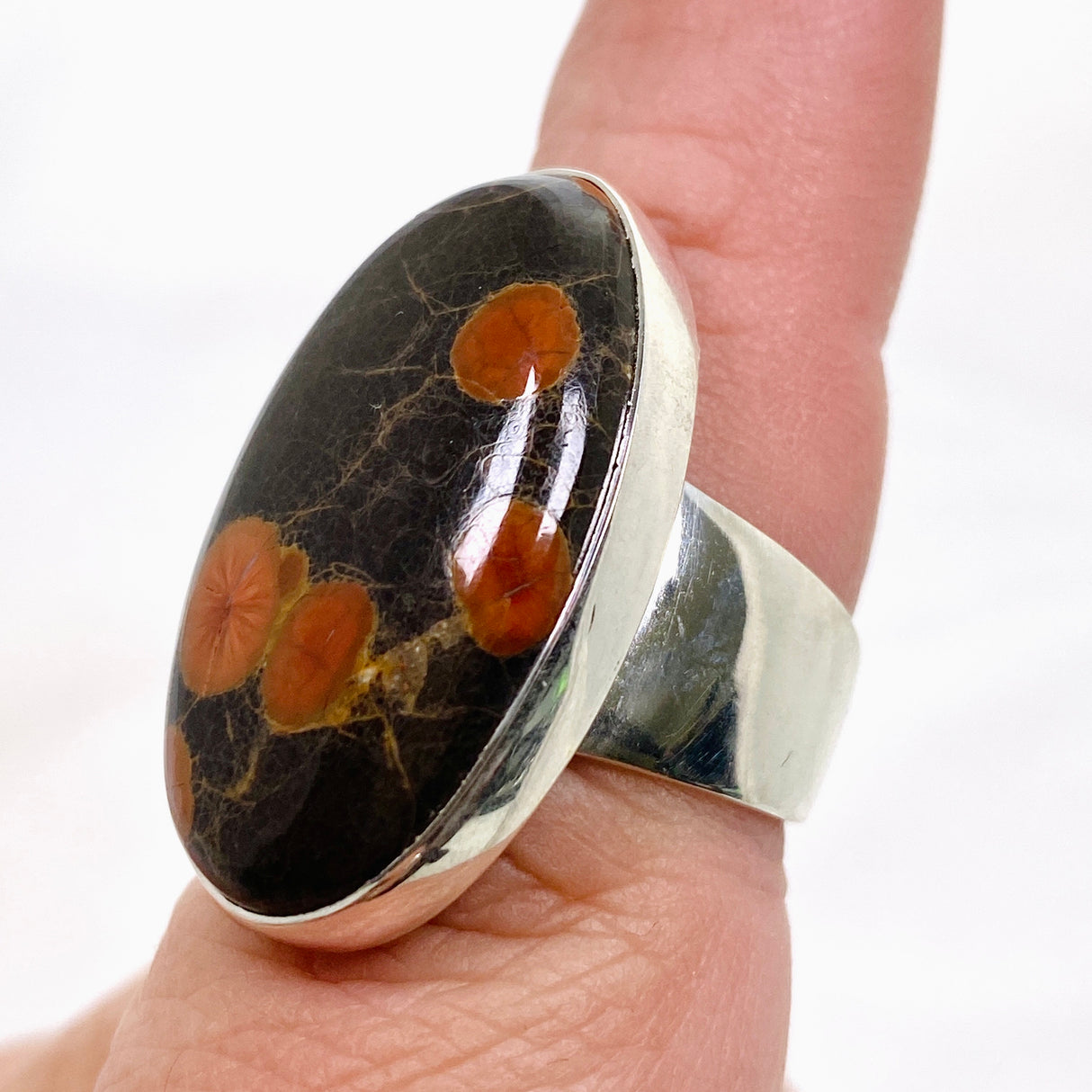 Peanut Obsidian (Perlite) Oval Cabochon Ring Size 8 KRGJ3347