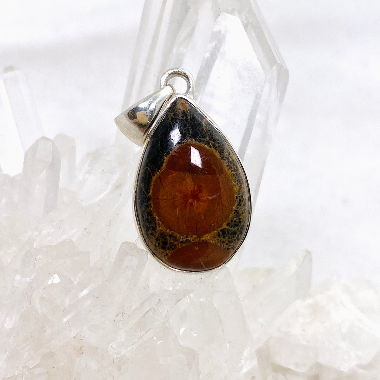 Peanut Obsidian (Perlite) Teardrop Cabochon Pendant KPGJ4765