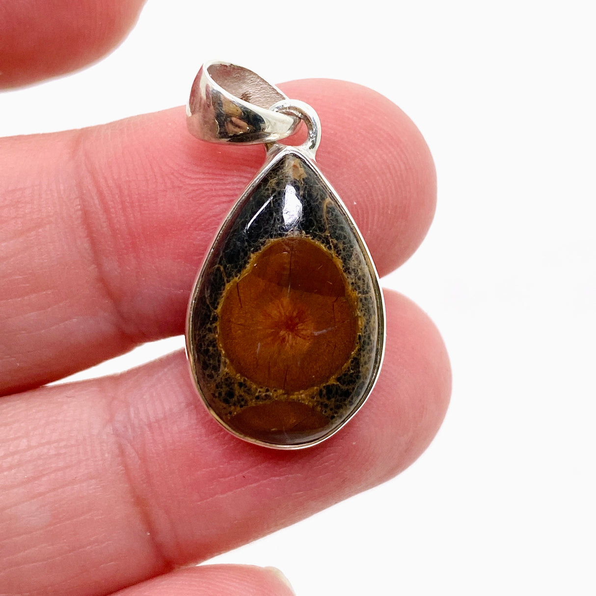 Peanut Obsidian (Perlite) Teardrop Cabochon Pendant KPGJ4765