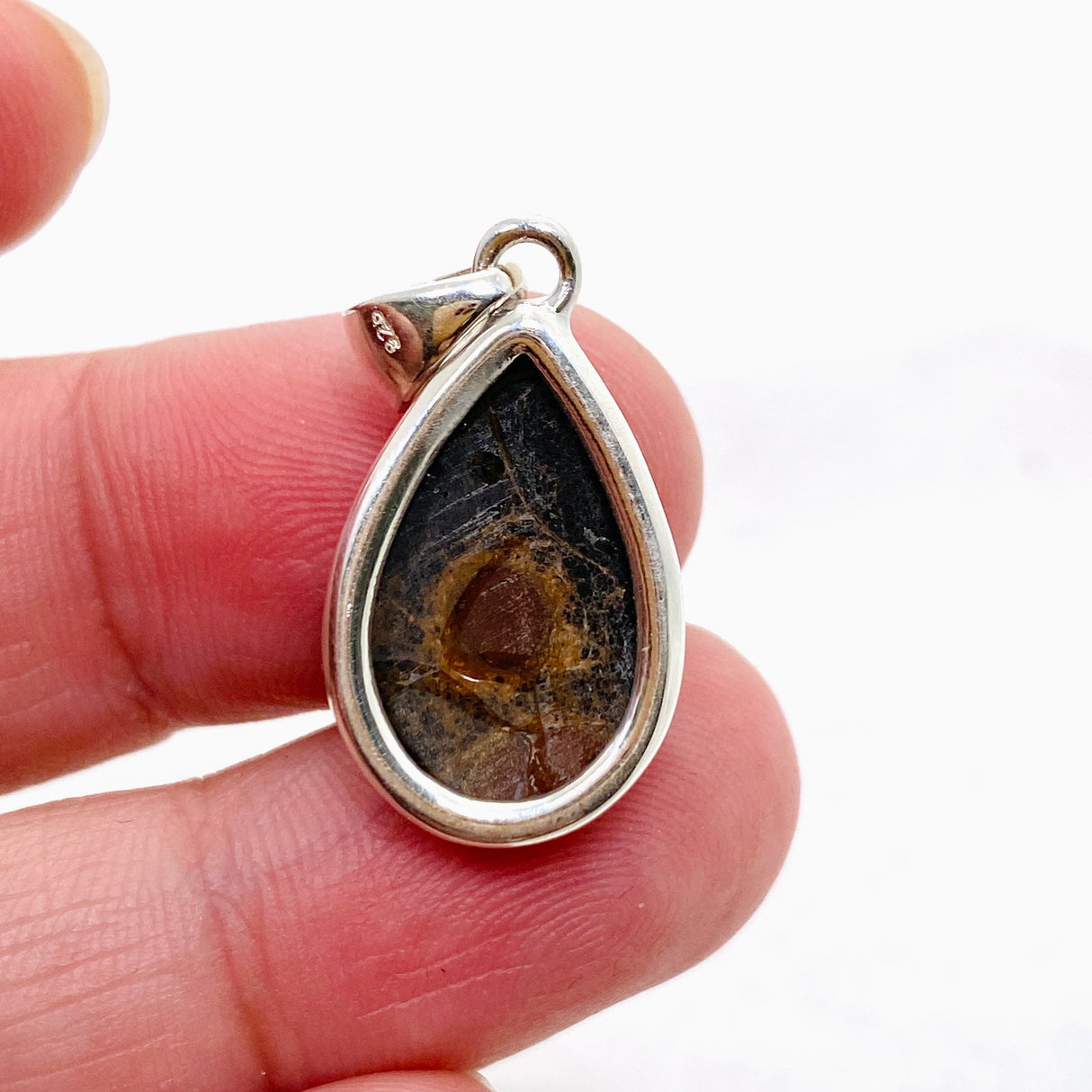 Peanut Obsidian (Perlite) Teardrop Cabochon Pendant KPGJ4765