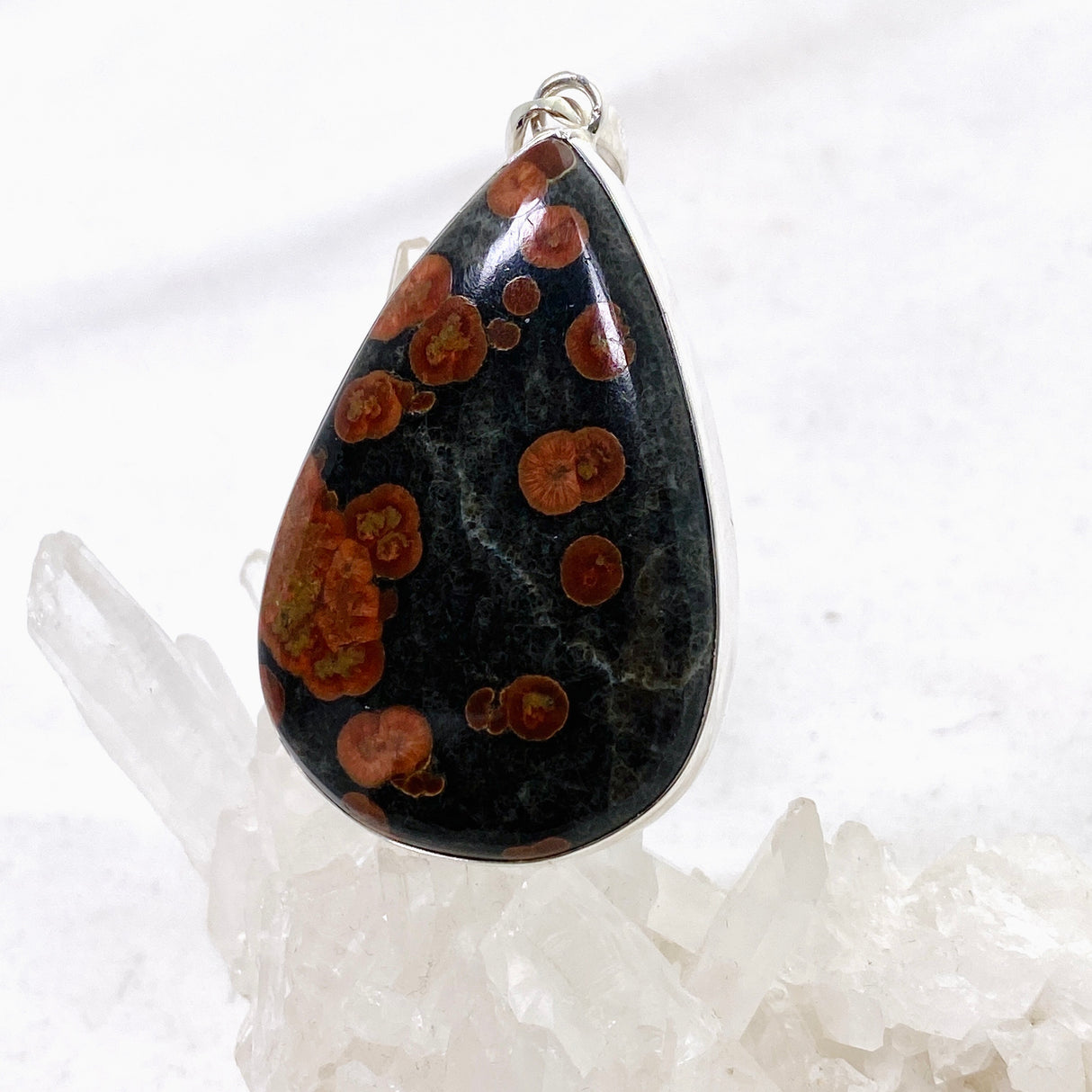 Peanut Obsidian (Perlite) Teardrop Cabochon Pendant KPGJ4766