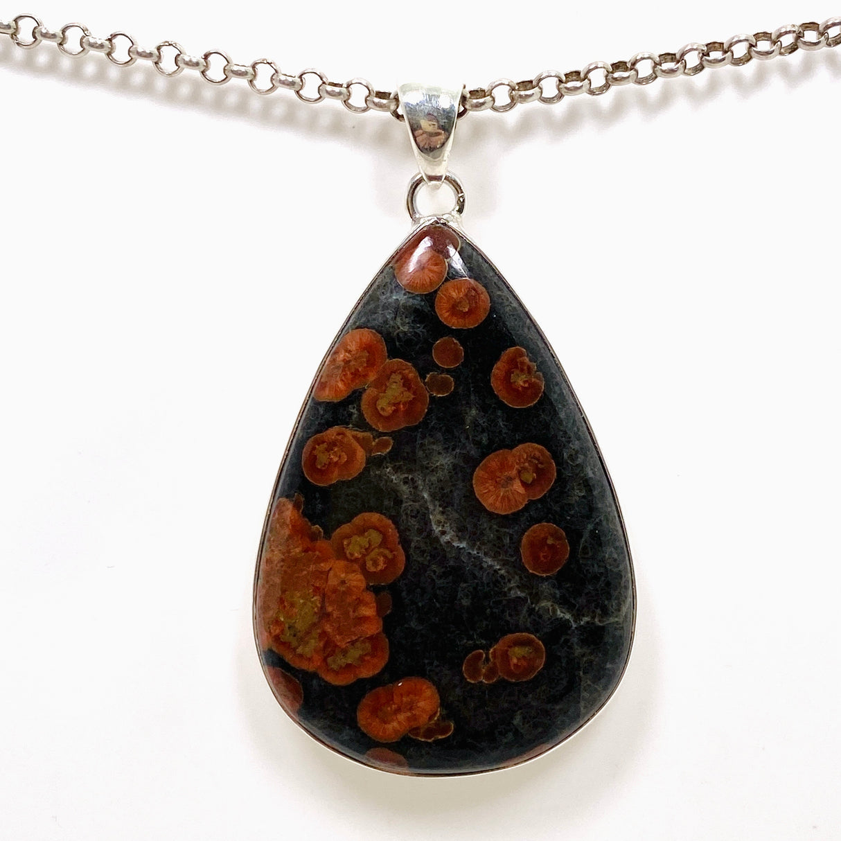 Peanut Obsidian (Perlite) Teardrop Cabochon Pendant KPGJ4766