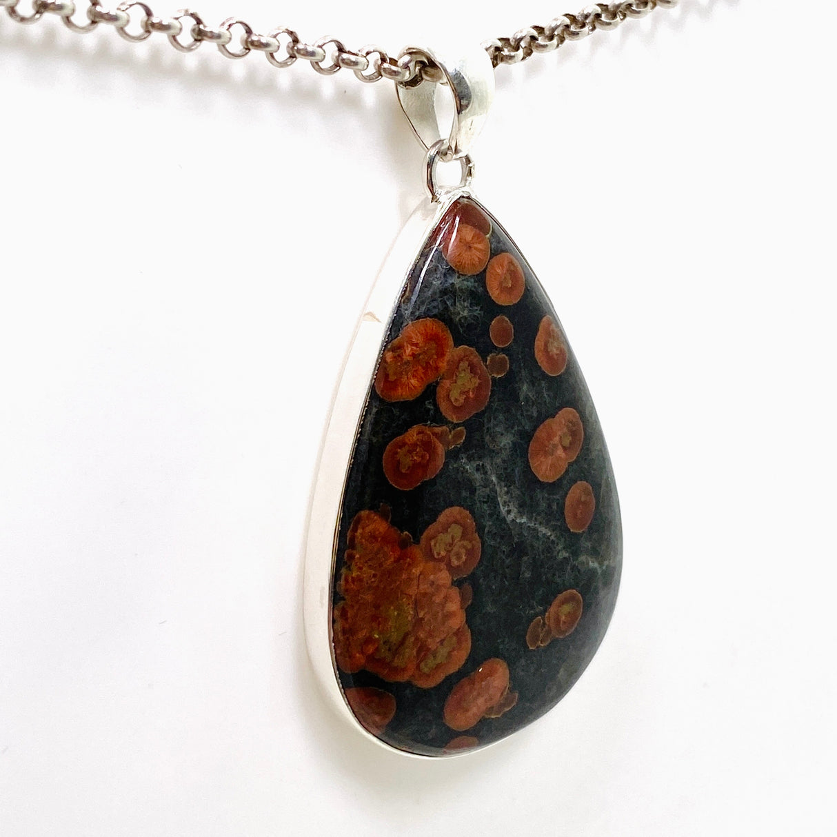 Peanut Obsidian (Perlite) Teardrop Cabochon Pendant KPGJ4766