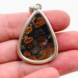 Peanut Obsidian (Perlite) Teardrop Cabochon Pendant in a Hammered Setting KPGJ4767