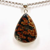 Peanut Obsidian (Perlite) Teardrop Cabochon Pendant in a Hammered Setting KPGJ4767