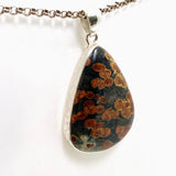 Peanut Obsidian (Perlite) Teardrop Cabochon Pendant in a Hammered Setting KPGJ4767