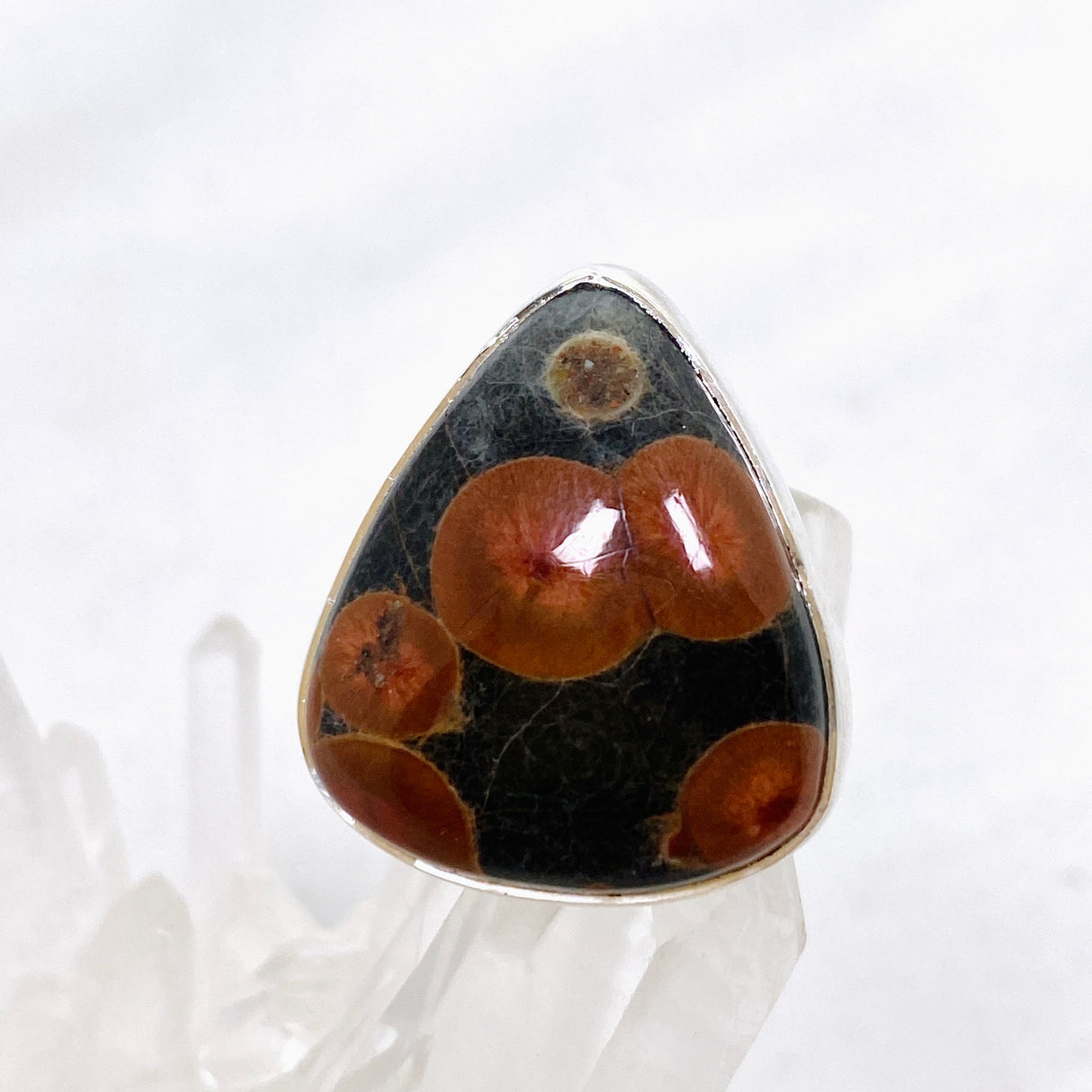 Peanut Obsidian (Perlite) Teardrop Cabochon Ring Size 7 KRGJ3348