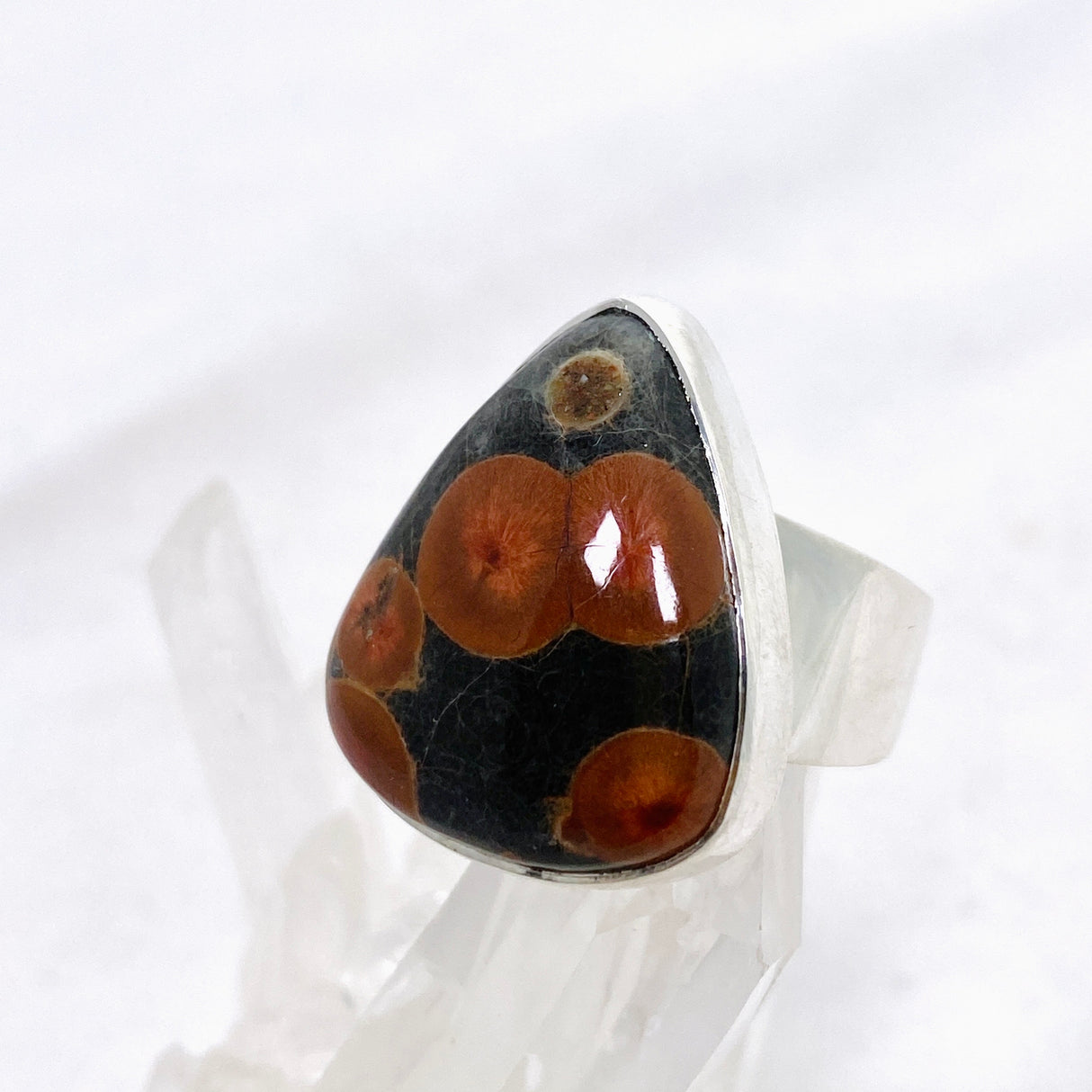 Peanut Obsidian (Perlite) Teardrop Cabochon Ring Size 7 KRGJ3348