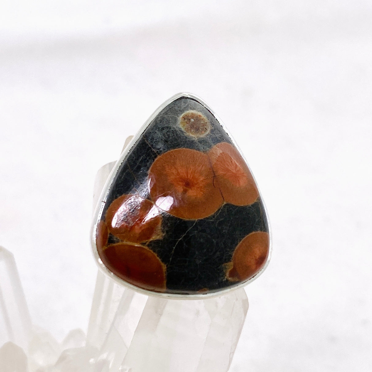 Peanut Obsidian (Perlite) Teardrop Cabochon Ring Size 7 KRGJ3348