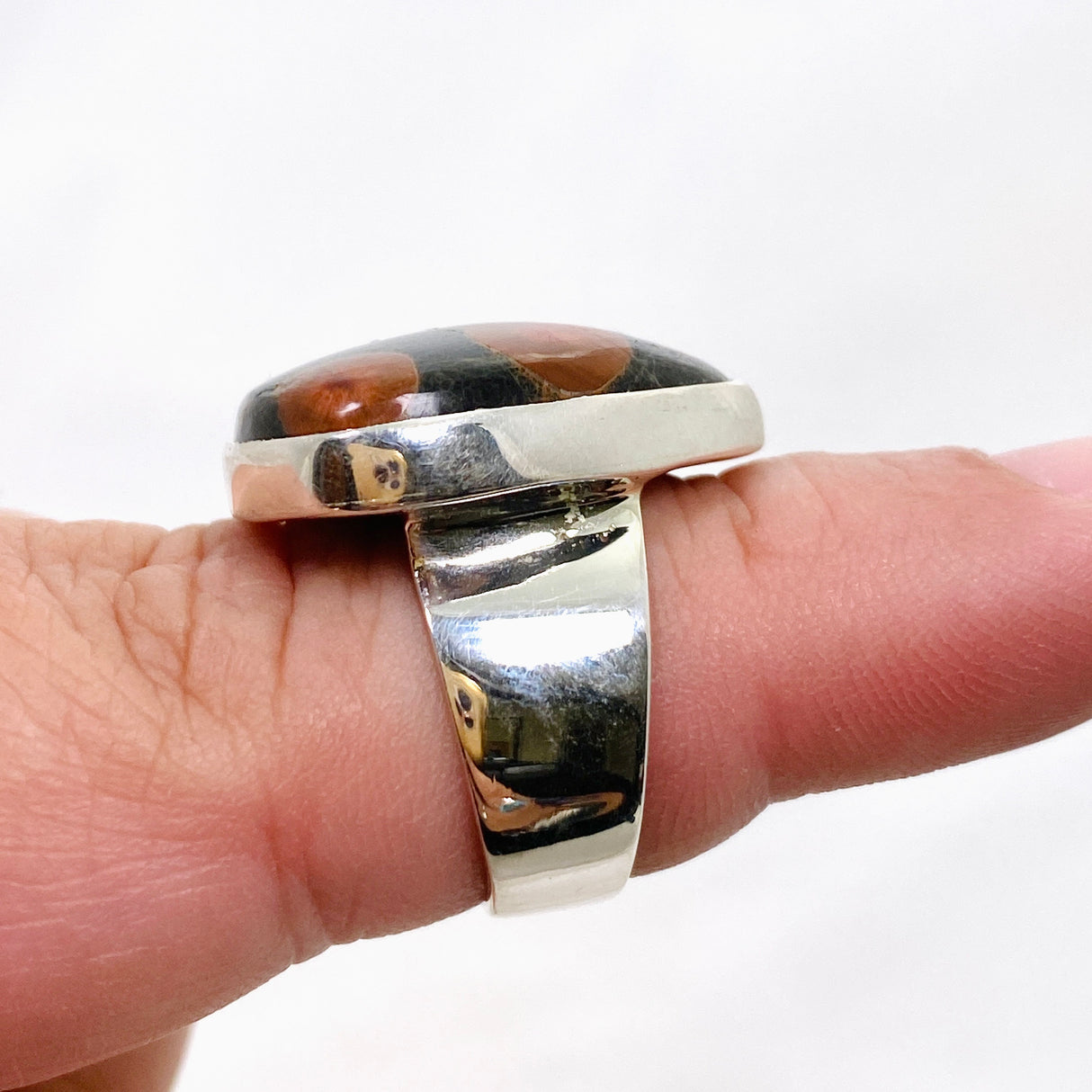 Peanut Obsidian (Perlite) Teardrop Cabochon Ring Size 7 KRGJ3348