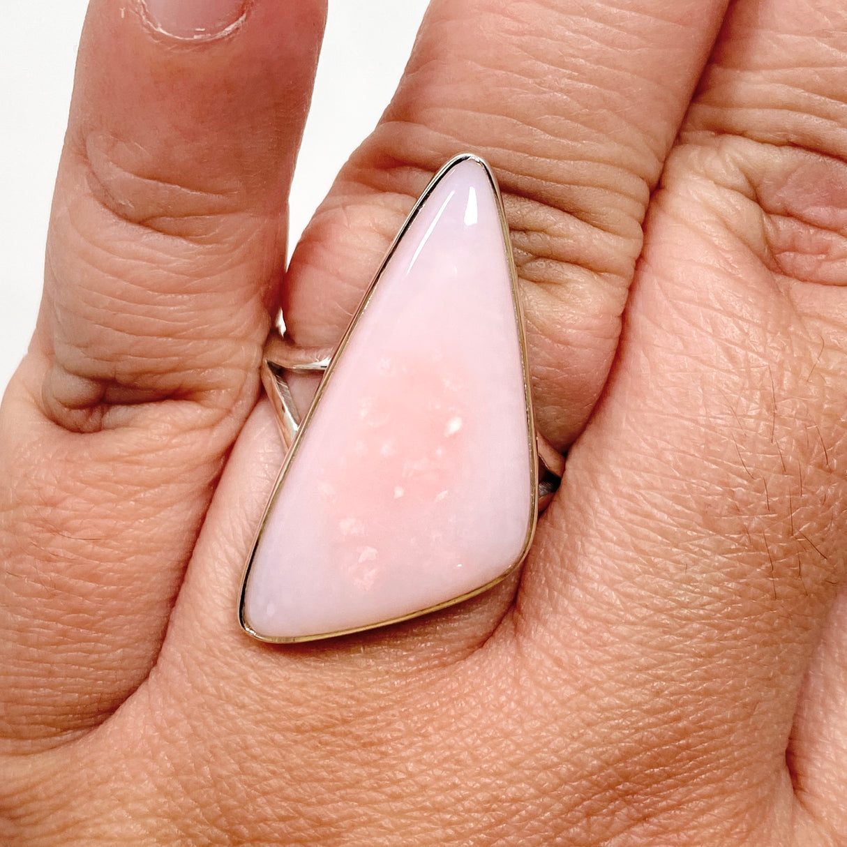 Pink Opal Freeform Cabochon Split Band Ring Size 11 KRGJ3309