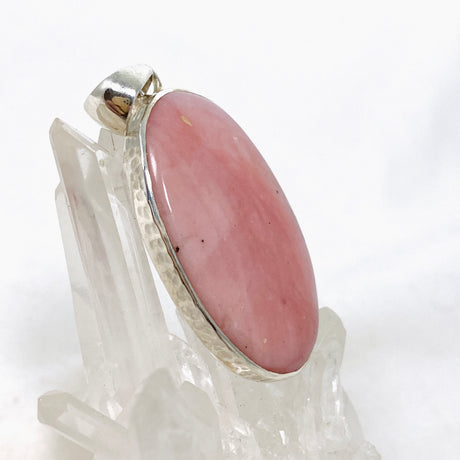 Pink Opal Oval Cabochon Pendant in a Hammered Setting KPGJ4668