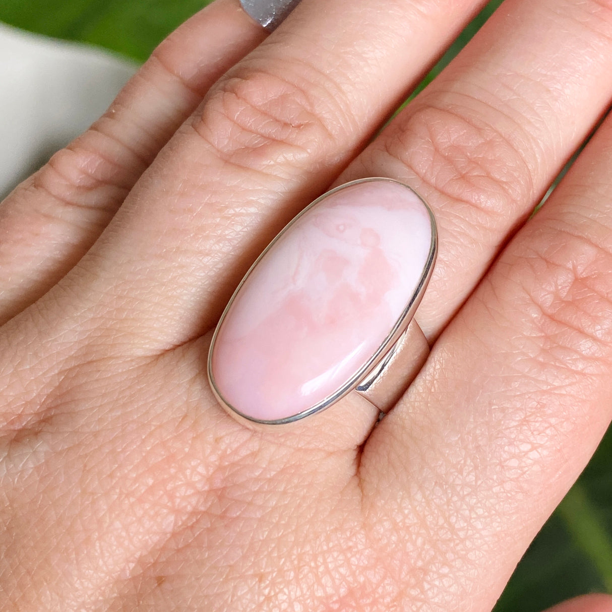 Pink Opal Oval Cabochon Ring Size 8 KRGJ3306