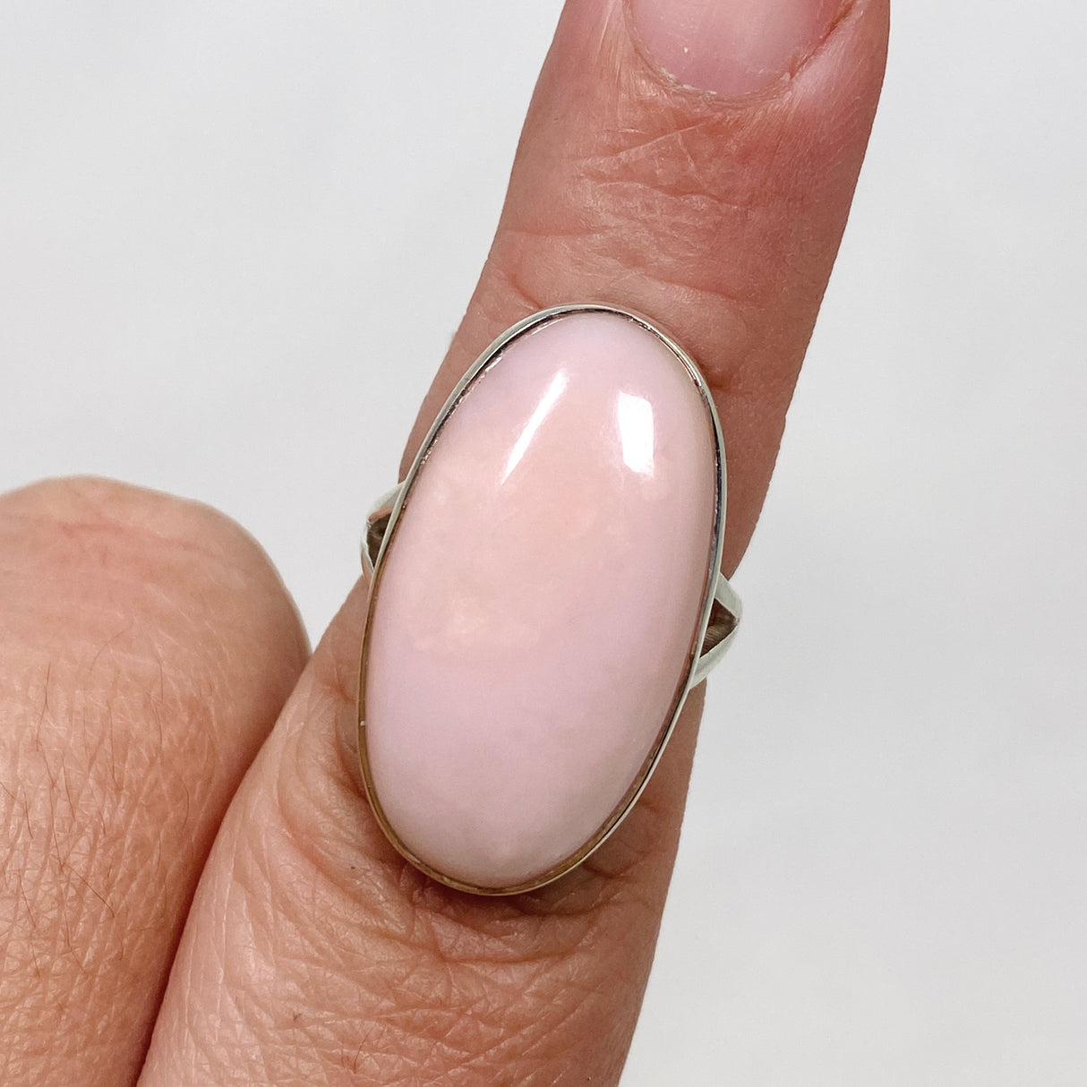 Pink Opal Oval Cabochon Split Band Ring Size 7 KRGJ3307