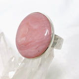 Pink Opal Round Cabochon Ring in a Hammered Setting Size 9.5 KRGJ3305