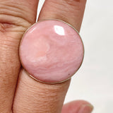 Pink Opal Round Cabochon Ring in a Hammered Setting Size 9.5 KRGJ3305