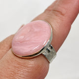 Pink Opal Round Cabochon Ring in a Hammered Setting Size 9.5 KRGJ3305