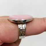 Pink Opal Round Cabochon Ring in a Hammered Setting Size 9.5 KRGJ3305