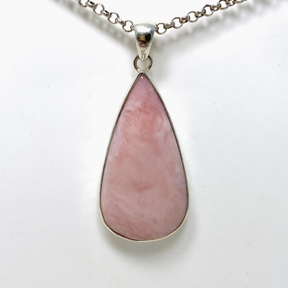 Pink Opal Teardrop Cabochon Pendant in a Hammered Setting KPGJ4669