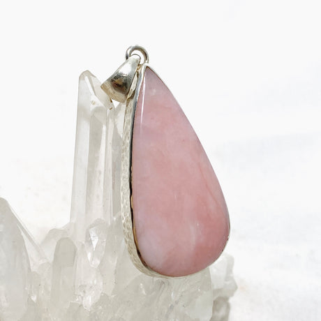 Pink Opal Teardrop Cabochon Pendant in a Hammered Setting KPGJ4670