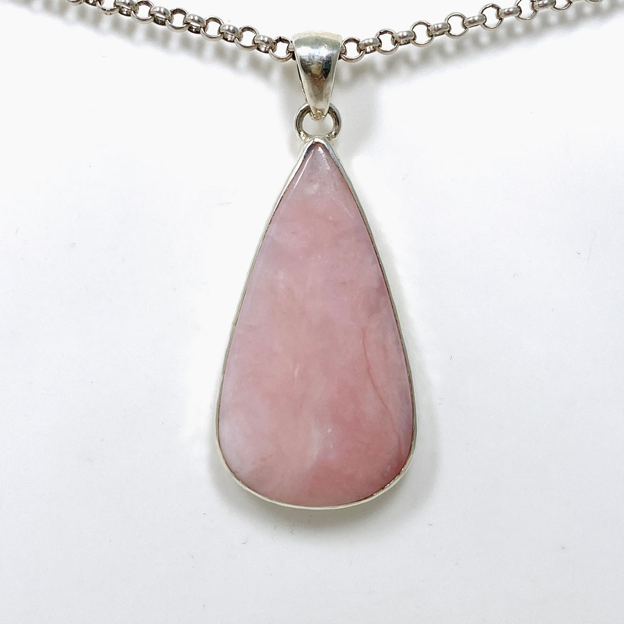 Pink Opal Teardrop Cabochon Pendant in a Hammered Setting KPGJ4670