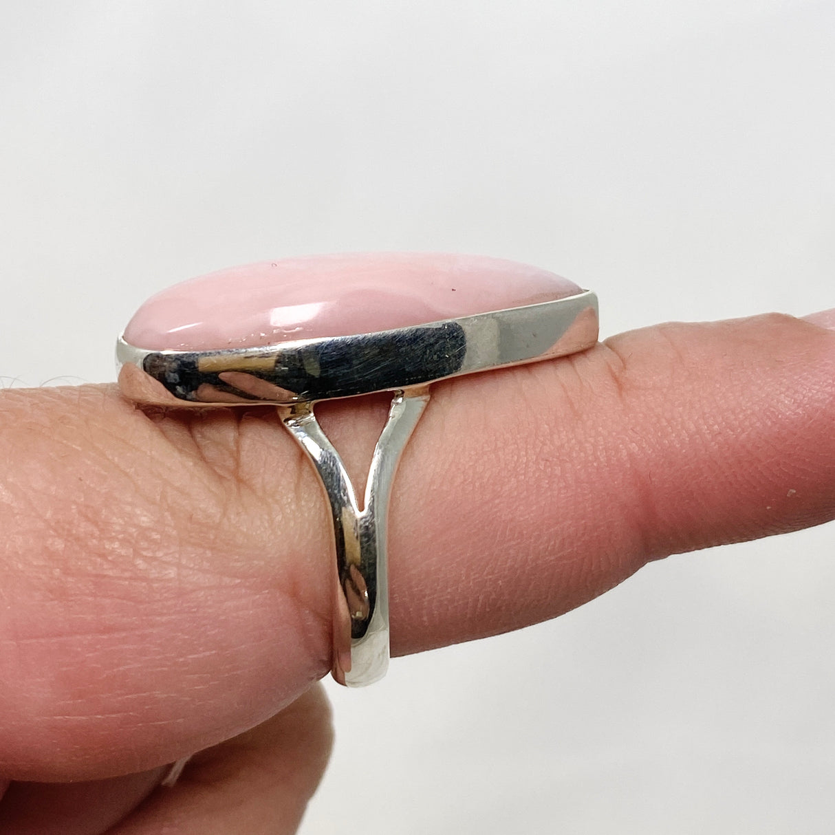 Pink Opal Teardrop Cabochon Split Band Ring Size 8 KRGJ3308