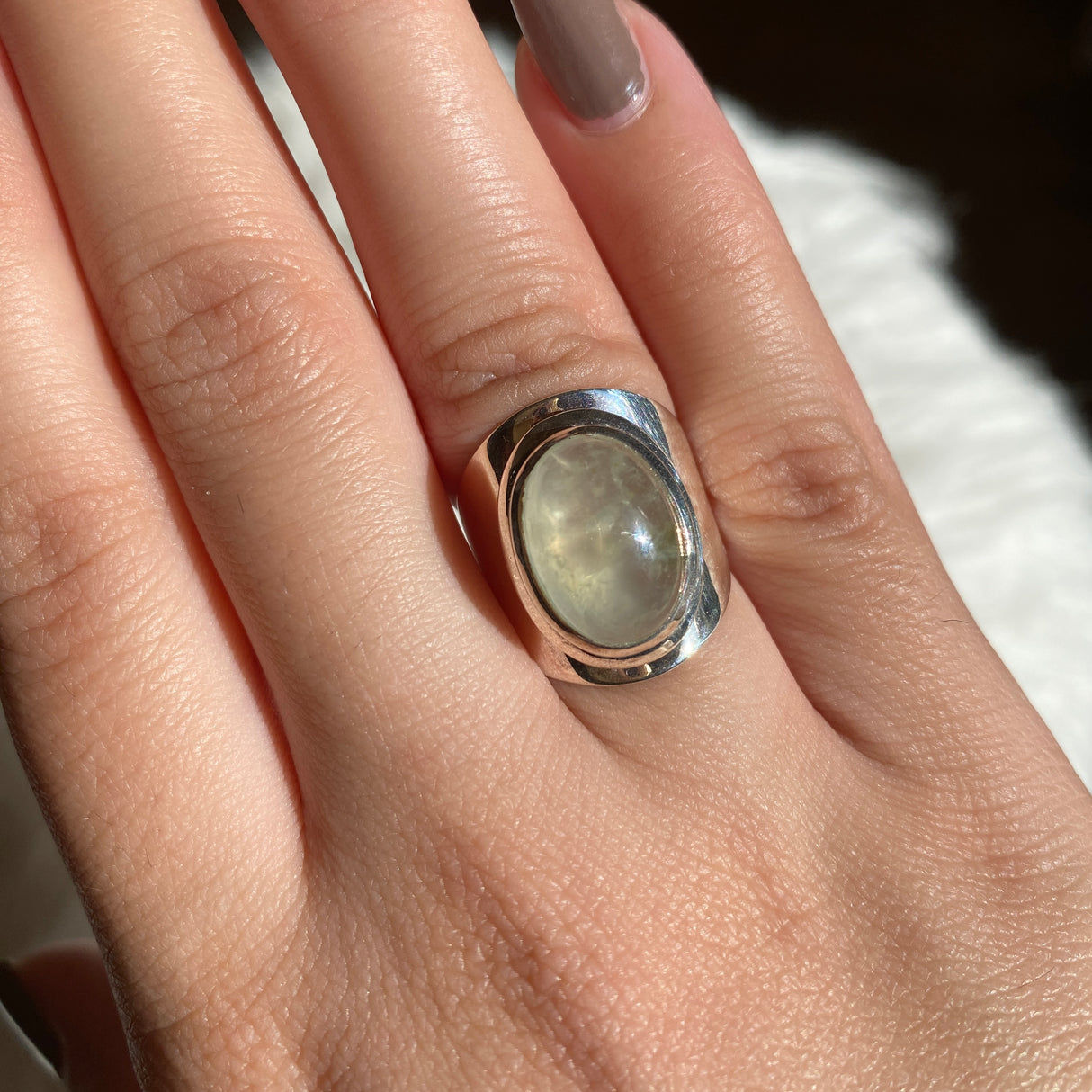 Prehnite wide band ring R3762-PR