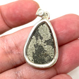 Pyrite Teardrop Raw Pendant  in a hammered setting KPGJ4603