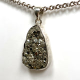 Pyrite Teardrop Raw Pendant  in a hammered setting KPGJ4603