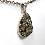 Pyrite Teardrop Raw Pendant  in a hammered setting KPGJ4603