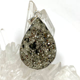 Pyrite Teardrop Raw Pendant  in a hammered setting KPGJ4605