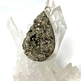 Pyrite Teardrop Raw Pendant  in a hammered setting KPGJ4605