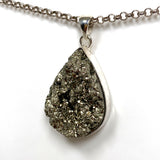 Pyrite Teardrop Raw Pendant  in a hammered setting KPGJ4605