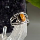 Golden Tiger's Eye Ring with Sterling Silver Scrollwork R4025