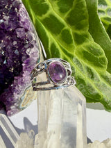 Amethyst Ring with Sterling Silver Scrollwork R4025