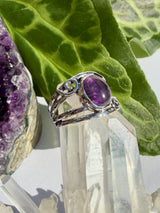 Amethyst Ring with Sterling Silver Scrollwork R4025