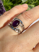 Amethyst Ring with Sterling Silver Scrollwork R4025