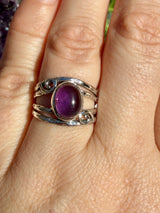 Amethyst Ring with Sterling Silver Scrollwork R4025