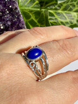 Lapis Lazuli Ring with Sterling Silver Scrollwork R4025