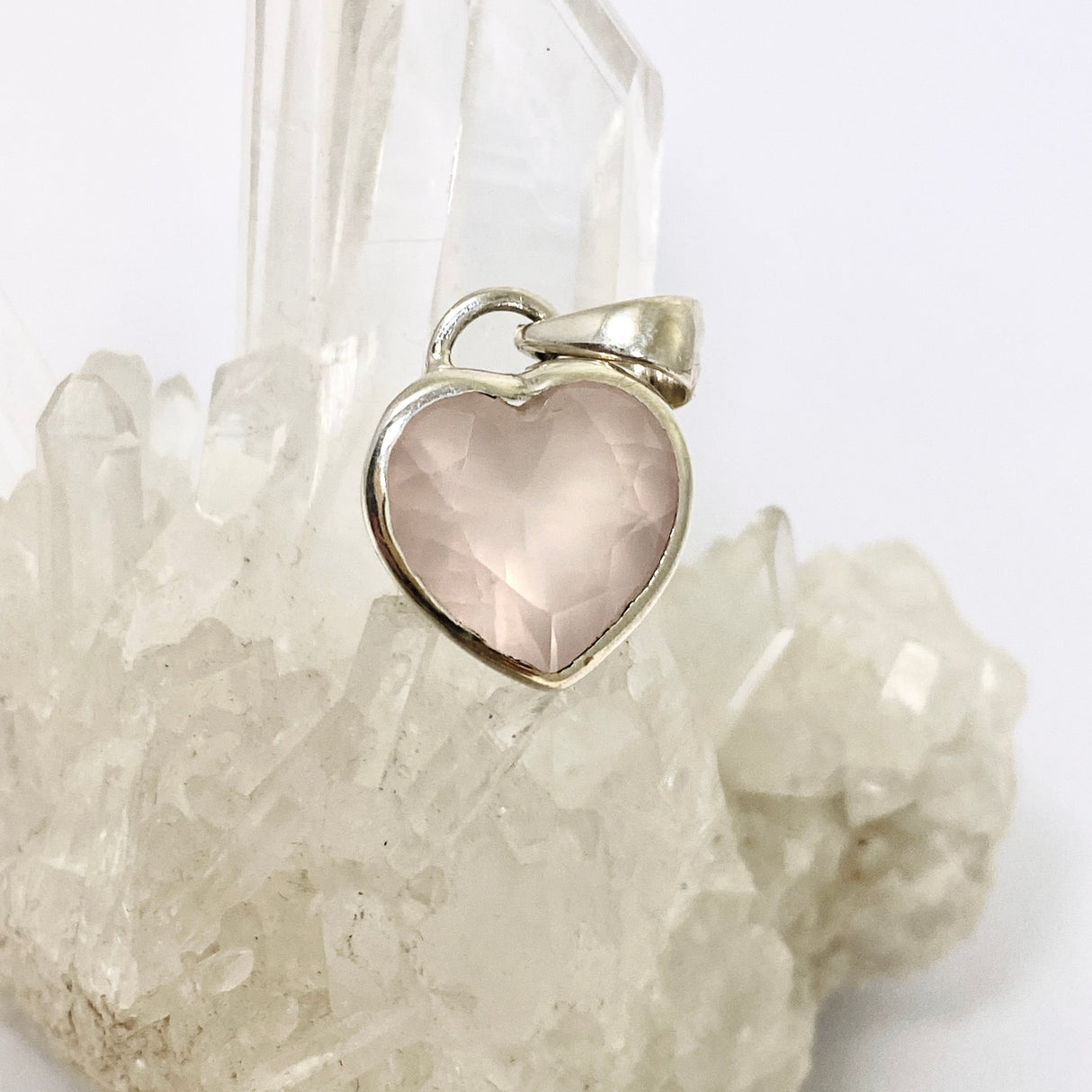 Rose Quartz Heart Faceted Pendant PPGJ904