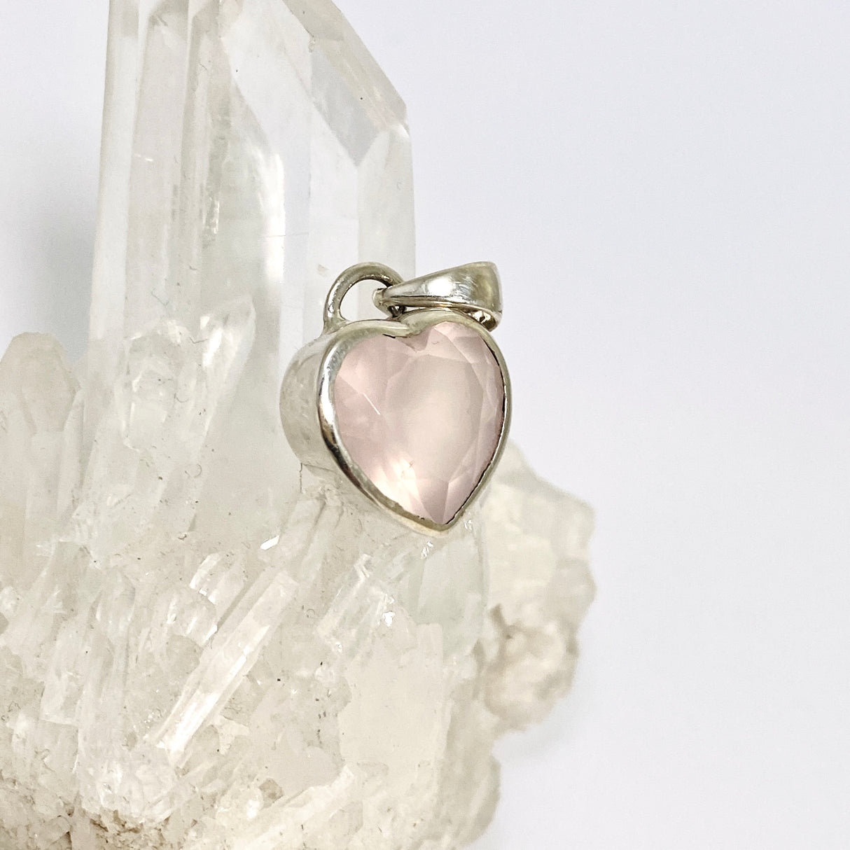 Rose Quartz Heart Faceted Pendant PPGJ904