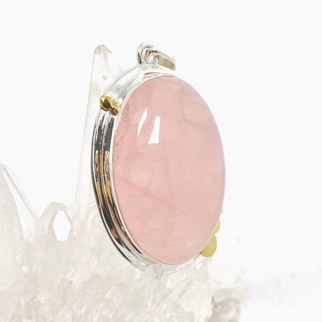 Rose Quartz Oval Cabochon Pendant in a Decorative Setting KPGJ4686